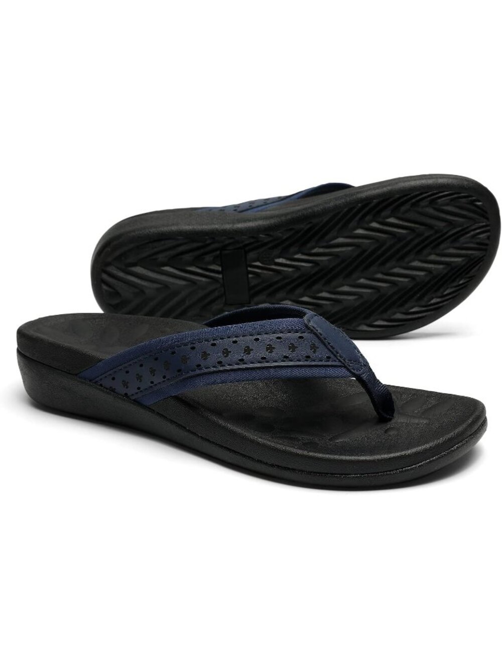 Women's Blue Orthopedic Sandals with Arch Support Summer Plantar Flip Flops